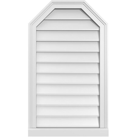 Ekena Millwork Octagonal Top Surface Mount PVC Gable Vent w/ 2"W x 2"P Brickmould Sill Frame, 20"W x 34"H GVPOT20X3403SN